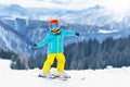 Kids winter snow sport. Children ski. Family skiing. Royalty Free Stock Photo