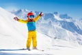 Kids winter snow sport. Children ski. Family skiing. Royalty Free Stock Photo