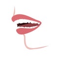 Mouth profile with a distal bite before the orthotropics or orthotropics treatment. Vector illustration