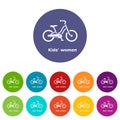 Kids women bike icon, simple style Royalty Free Stock Photo