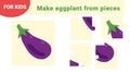 Kids worksheet. Education game for children. Eggplant.