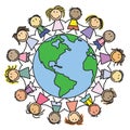 Kids world - children on globe Royalty Free Stock Photo