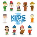 Kids of the world illustration: Nationalities Set 4. Set of 11 characters dressed in different national costumes Royalty Free Stock Photo