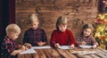 Kids writing letters to Santa Claus Royalty Free Stock Photo