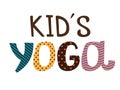 Kids yoga lettering on white background