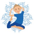 Kids Yoga Pose Vector Illustration. Child doing exercises. Posture for Kid. Healthy Children Lifestyle. Babies gymnastics. Sports