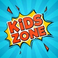 Kids zone. abstract colors cartoon children logo for stickers and playing room, playground and banner design isolated Royalty Free Stock Photo