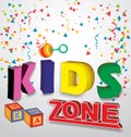 Kids zone baner with children toys