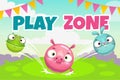 Kids zone banner concept, play zone vector illustration. Royalty Free Stock Photo