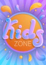 Kids zone concept banner, cartoon style Royalty Free Stock Photo