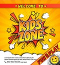 Kids zone invitation banner. Royalty Free Stock Photo