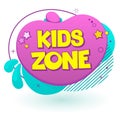 Kids Zone Label Text Banner Sign. Vector