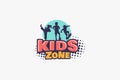 kids zone logo with a combination of kids zone lettering with silhouettes of children\'s activities