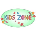 Kids zone logo, emblem, childrens playroom, playground. Kidszone banner for game room, design of the children`s site. Colorful Royalty Free Stock Photo