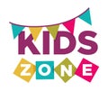 Kid zone playground or children education calssroom vector letters flags icon Royalty Free Stock Photo