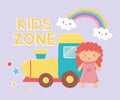 Kids zone, rubber train and pink little doll toys