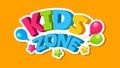 Kids zone sticker. Colorful balloons, children playroom banner design. 3d letters sign for baby playing area vector Royalty Free Stock Photo