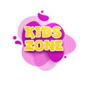 Kids zone vector cartoon banner. Colorful letters for children`s playroom decoration. Sign for children`s game room. Kids zone a Royalty Free Stock Photo