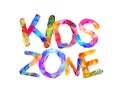 Kids zone. Inscription of triangular letters