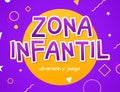 Kids Zone - zona infantil game banner design background. Playground vector child zone sign. Childhood fun room area