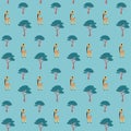 Kidswear pattern with giraffe in savanna blue yellow seamless pattern