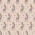 Kidswear pattern with giraffe in savannah seamless pattern for clothes design