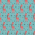 Kidswear pattern with giraffe in savannah seamless pattern for kids clothes