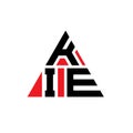 KIE triangle letter logo design with triangle shape. KIE triangle logo design monogram. KIE triangle vector logo template with red Royalty Free Stock Photo