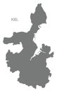 Kiel city map grey illustration silhouette shape