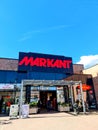 Kiel, Germany - 03 April 2023: Entrance area of a Markant supermarket