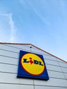 Kiel, Germany - 01. April 2024: The logo of the Lidl discount chain on a store