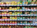 Kiel, Germany - 12 December 2023: A shelf filled with Knorr and Maggi sauces and packet soups in a supermarket Royalty Free Stock Photo