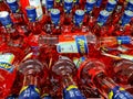 Kiel, Germany - 02. February 2024: Many bottles of the Aperol brand alcoholic drink on a supermarket shelf