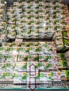 Kiel, Germany - 15. February 2022: Various pack of Frosta brand herb mixes in a supermarket freezer in Germany