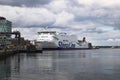 port of german city Kiel, stena line ferry, stena germanica, copy space