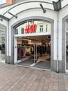 Kiel, Germany - 27. September 2023: Entrance of a H and M clothes store in germany