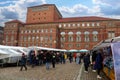 Kiel, Germany - 27. September 2023: View at a public fabrics market in Germany