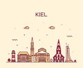 Kiel skyline Schleswig Holstein Germany art vector