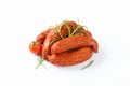 Kielbasa sausages on white background Royalty Free Stock Photo