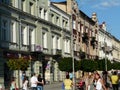 KIELCE , POLAND -SIENKIEWICZA STREET IN THE CITY CENTER OF KIELCE