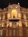 A view at night of the Opera House in Kyiv - UKRAINE