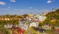 Kiev city old town vozdvizhenska and honcharna street capital of ukraine kyiv Royalty Free Stock Photo