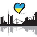 Kiev City skyline silhouette and Eurovision flag