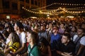 Summer music festival crowd partying outdoor