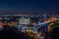 Kiev. Night. View of the Dnieper River and area Podol. Royalty Free Stock Photo