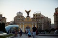 Kiev - October 27, 2021: Statue of Archangel Michael at the top of Lach Gates at Kiev Independence Square Royalty Free Stock Photo