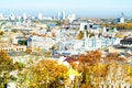 Kiev panorama, view of Kontraktova Square from Vladimirskaya Gorka. Concept of travel and recreation