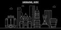 Kiev silhouette skyline. Ukraine - Kiev vector city, ukrainian linear architecture, buildings. Kiev travel illustration