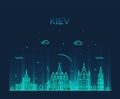 Kiev skyline city Ukraine vector linear style