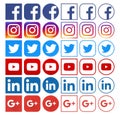 Collection of different popular social media icons